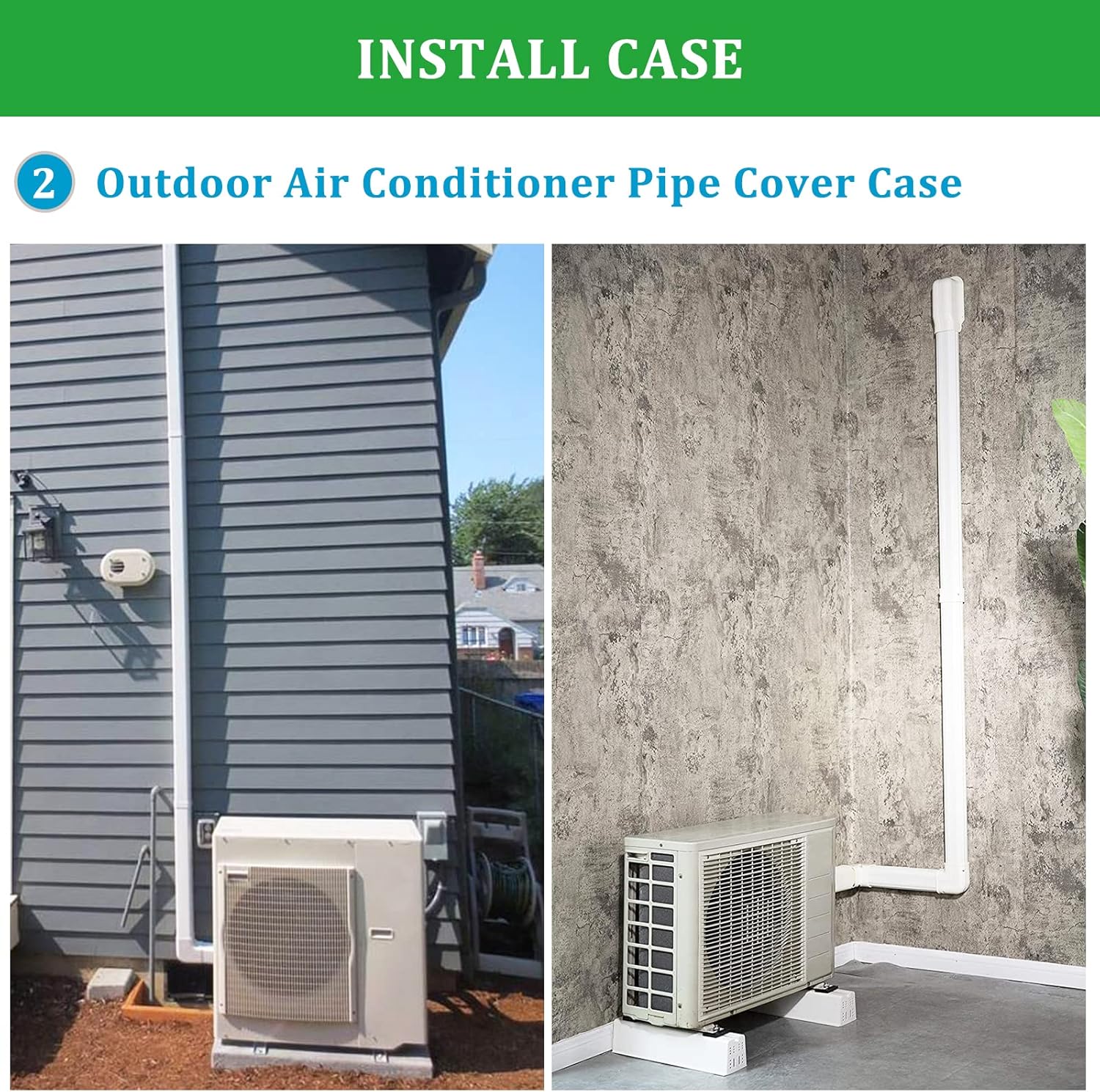 PVC Decorative Line Set Cover Kit for Ductless Mini Split Air Conditioners, Pack of 2 Q477