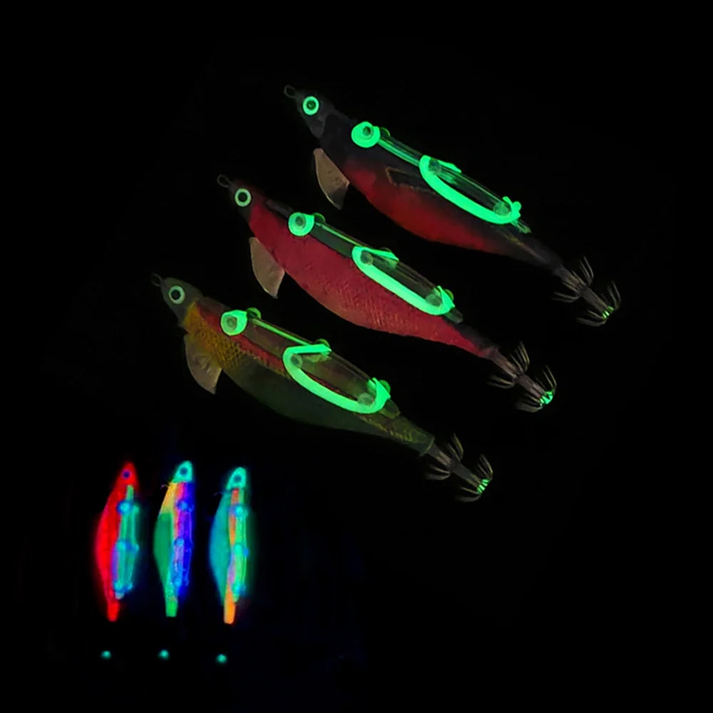 10pcs Fishing Luminous Shrimp Lure with Squid Hooks Y75269