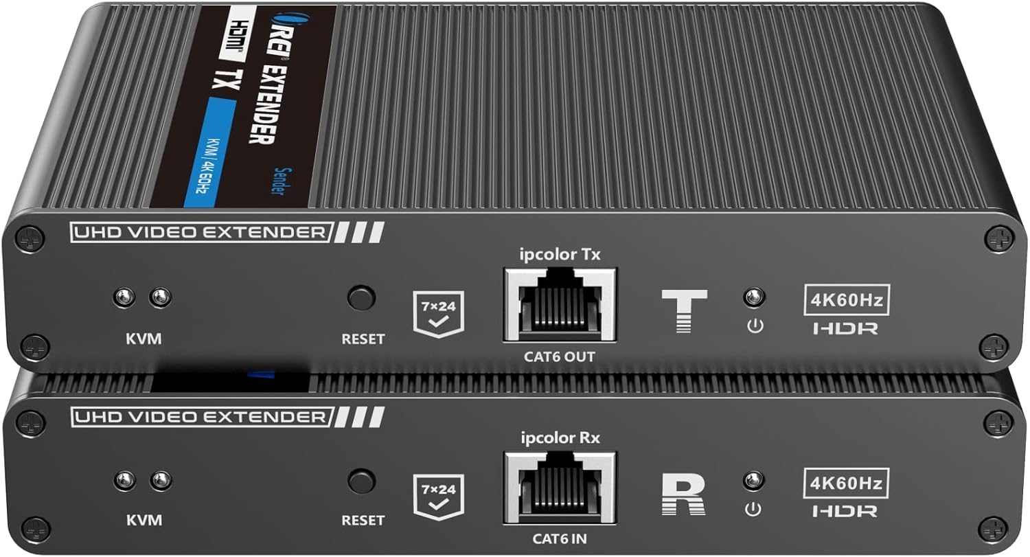 4K KVM HDMI Extender Over LAN Single CAT5e/CAT6A/CAT7 Cable Uncompressed 4K @ 60Hz Up to 230 Ft 4:4:4 Remote Keyboard Mouse USB Control Digital Full HD U60632