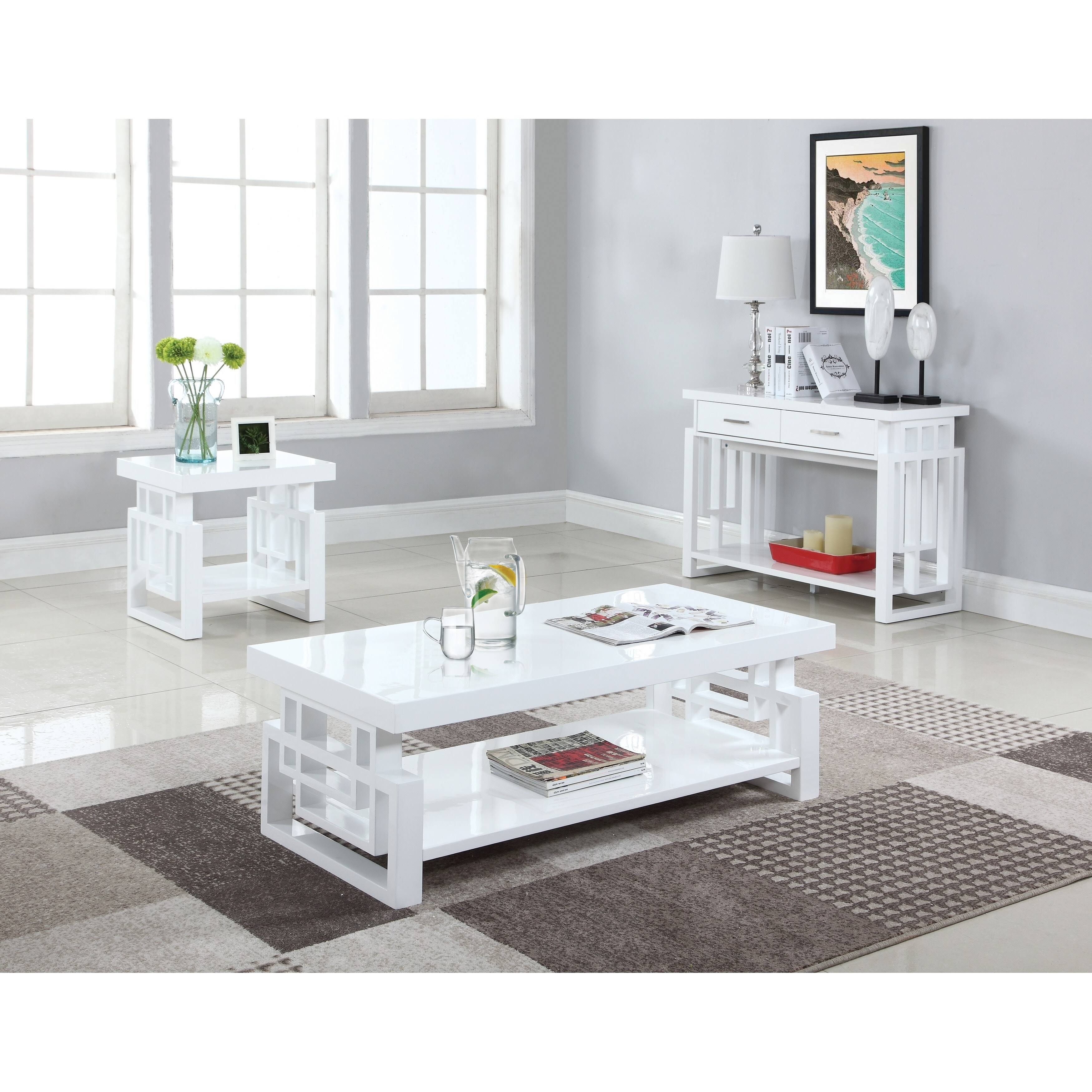 Glossy White Sofa Table O509543