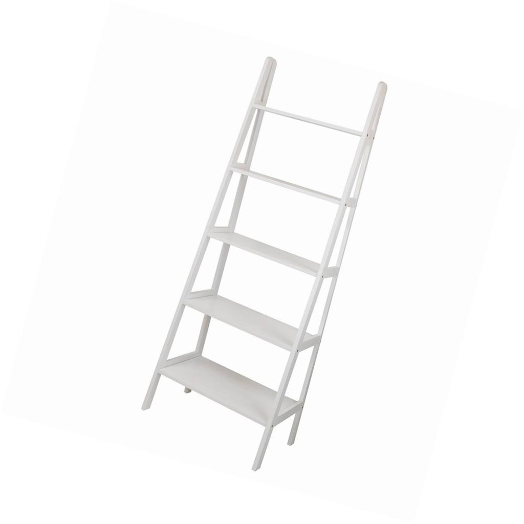 White 5-Shelf Ladder Bookcase Z4747