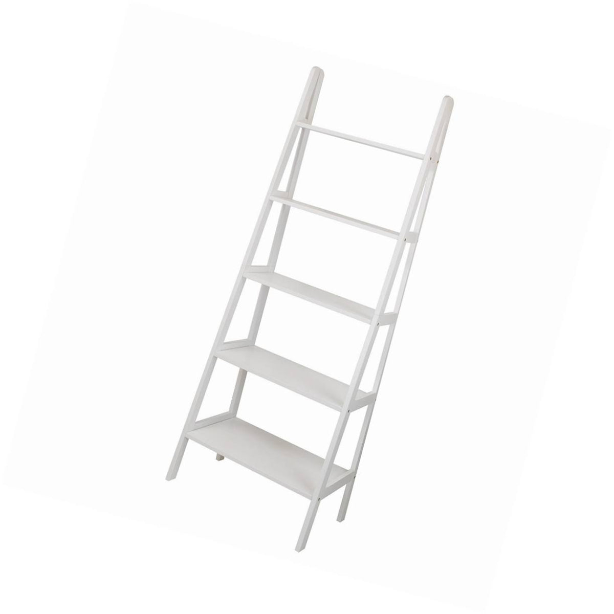 White 5-Shelf Ladder Bookcase Z4747