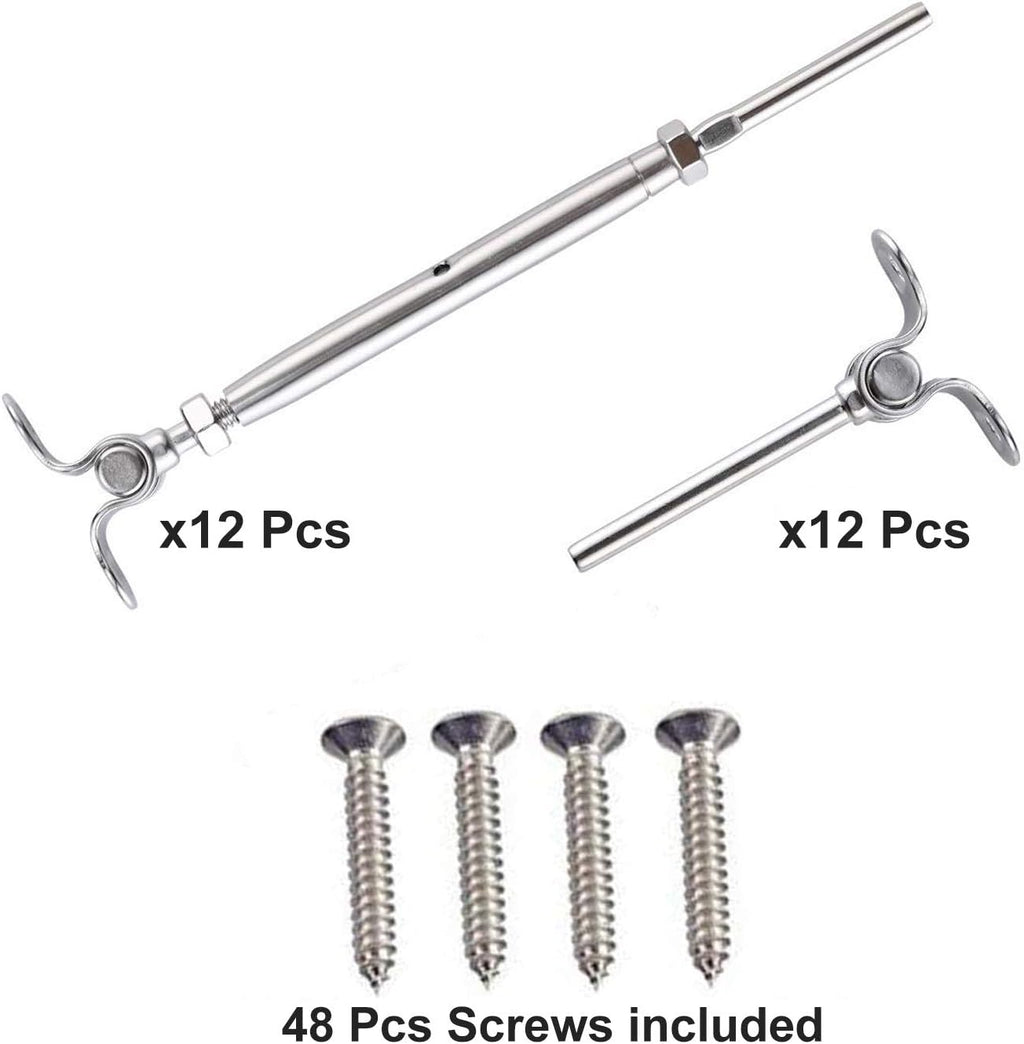 12 Pack T316 Stainless Steel Cable Railing Kits W955