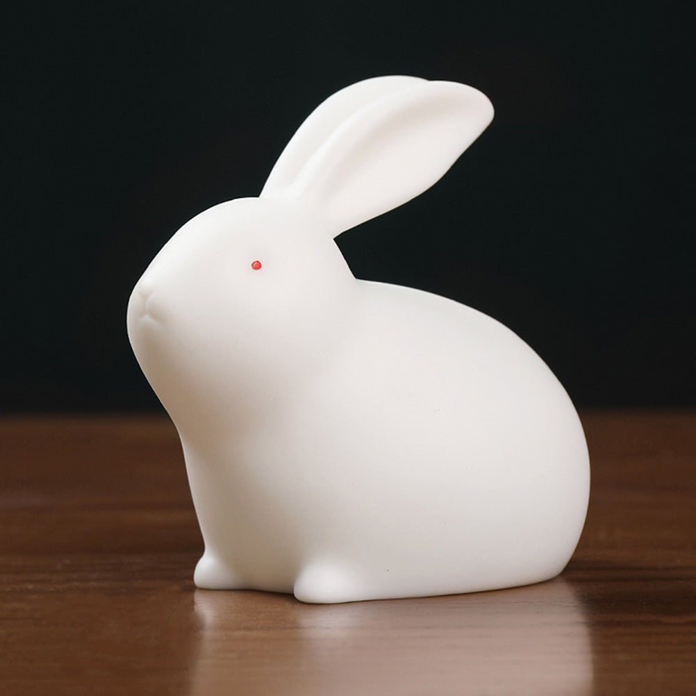 2 Pcs Ceramic Rabbit Ornaments Dollhouse Miniatures Y8777