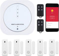 WiFi Door Alarm System, 8-Piece Kit with Hub Station, 5 Sensors, 2 Remotes L6386