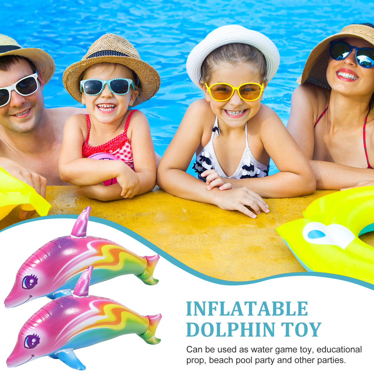 Inflatable Dolphin Toy Beach Pool Float Balloons Multicolor O772