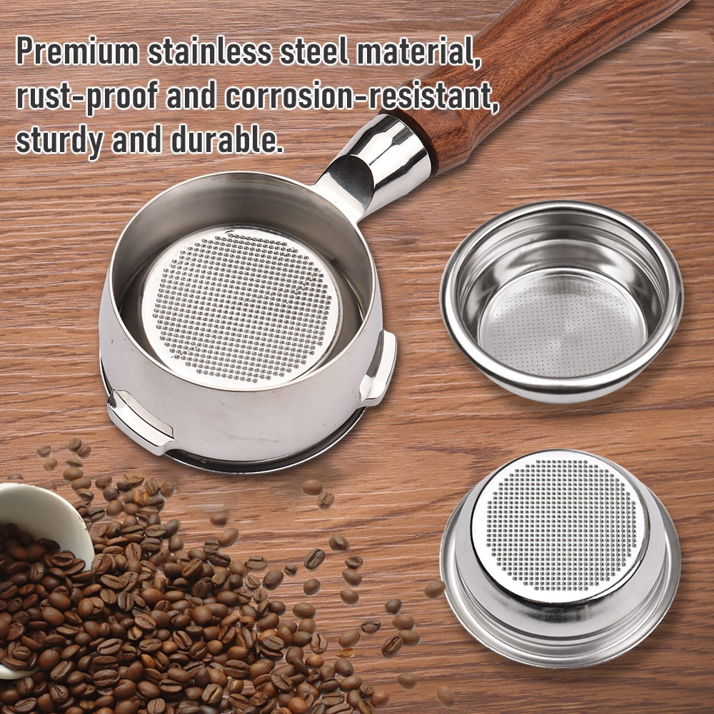 Stainless Steel Bottomless Naked Portafilter with Wooden Handle R9086