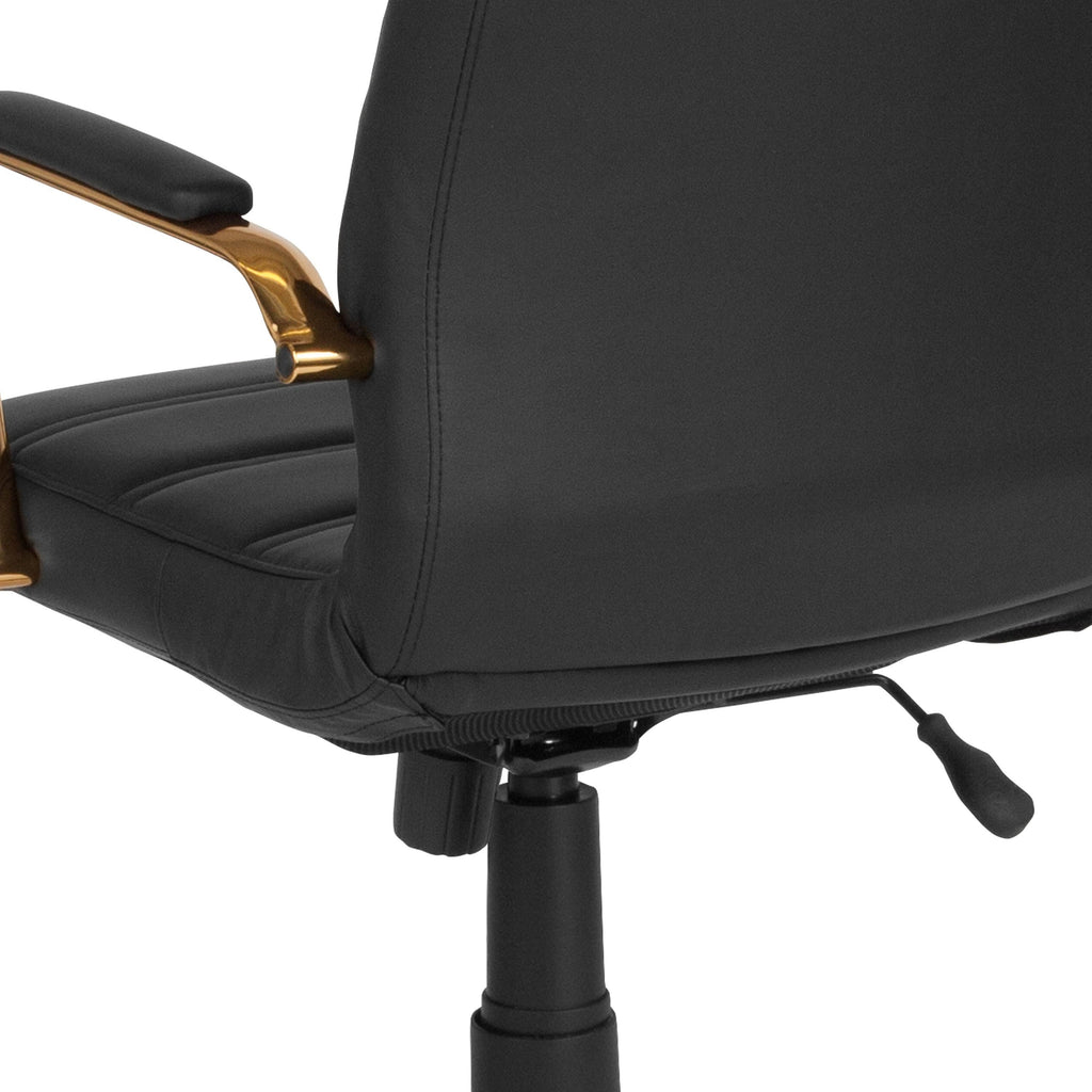 Black LeatherSoft Executive Swivel Office Chair with Chrome Base and Arms V44043