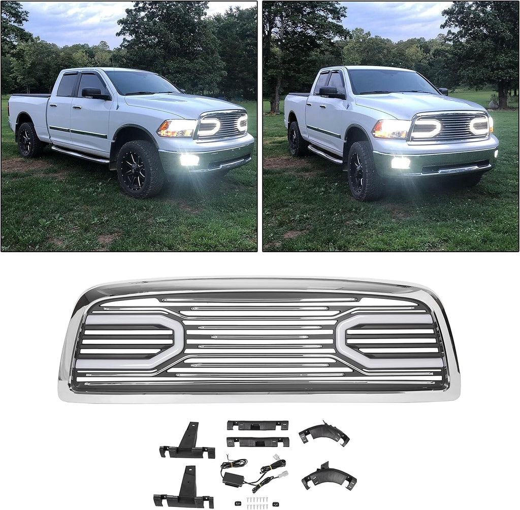 Chrome Grille with Replacement Shell for 2009-2012 Ram 1500, Lights included F284