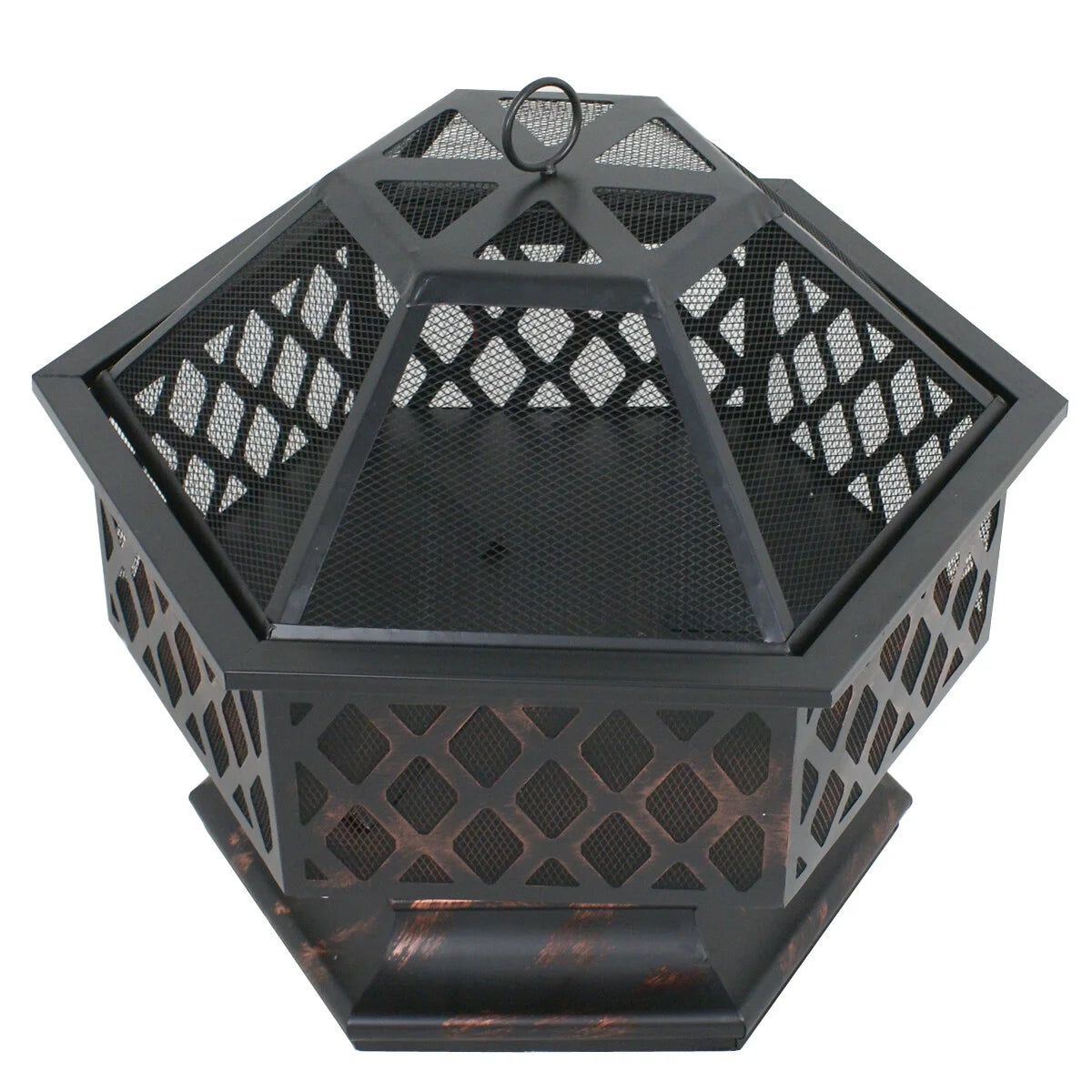 24’’ Portable Wood Burning Fire Pit with Mesh Lid N958