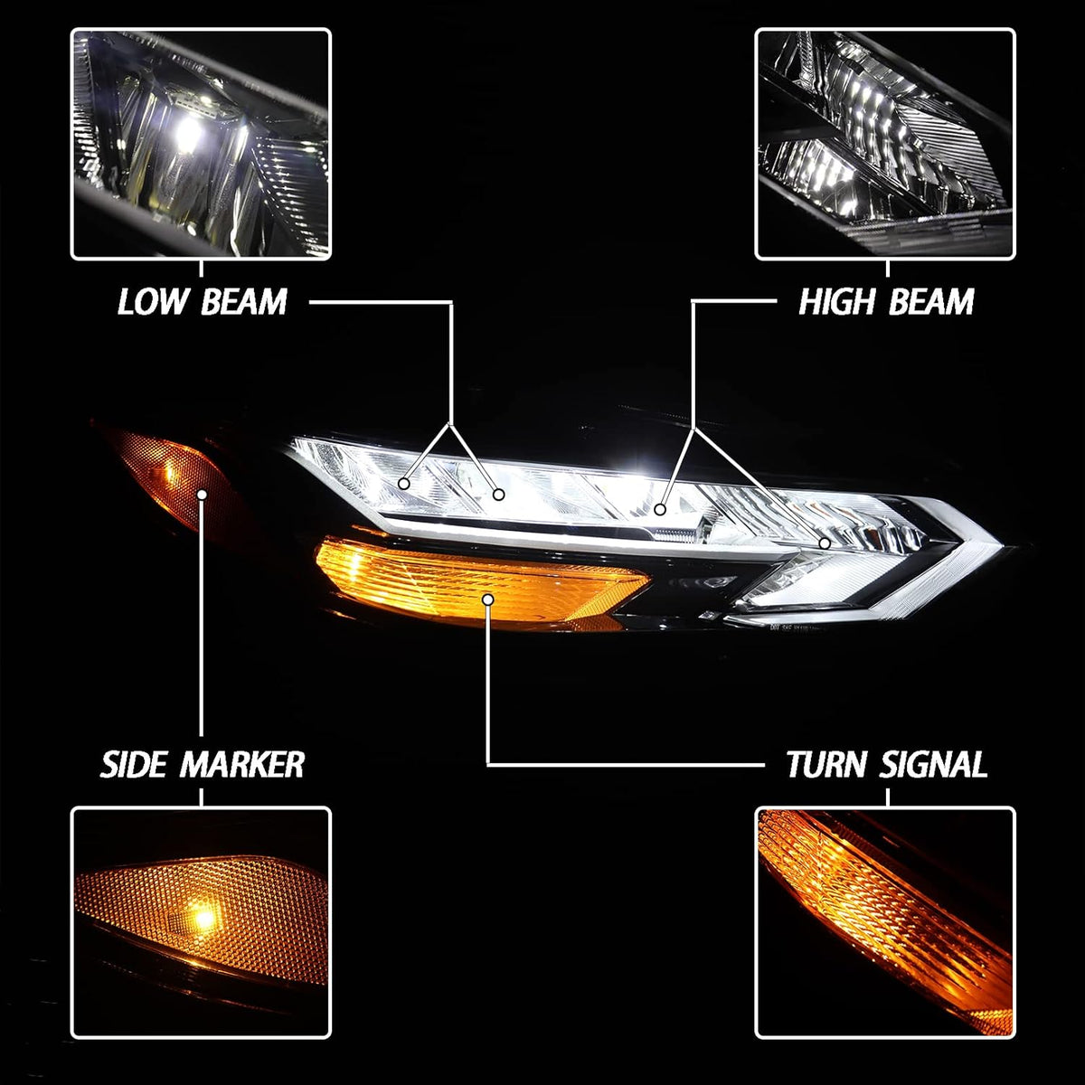 Passenger Side LED Headlight Assembly for 2020 2021 2022 Nissan Sentra SR X72360