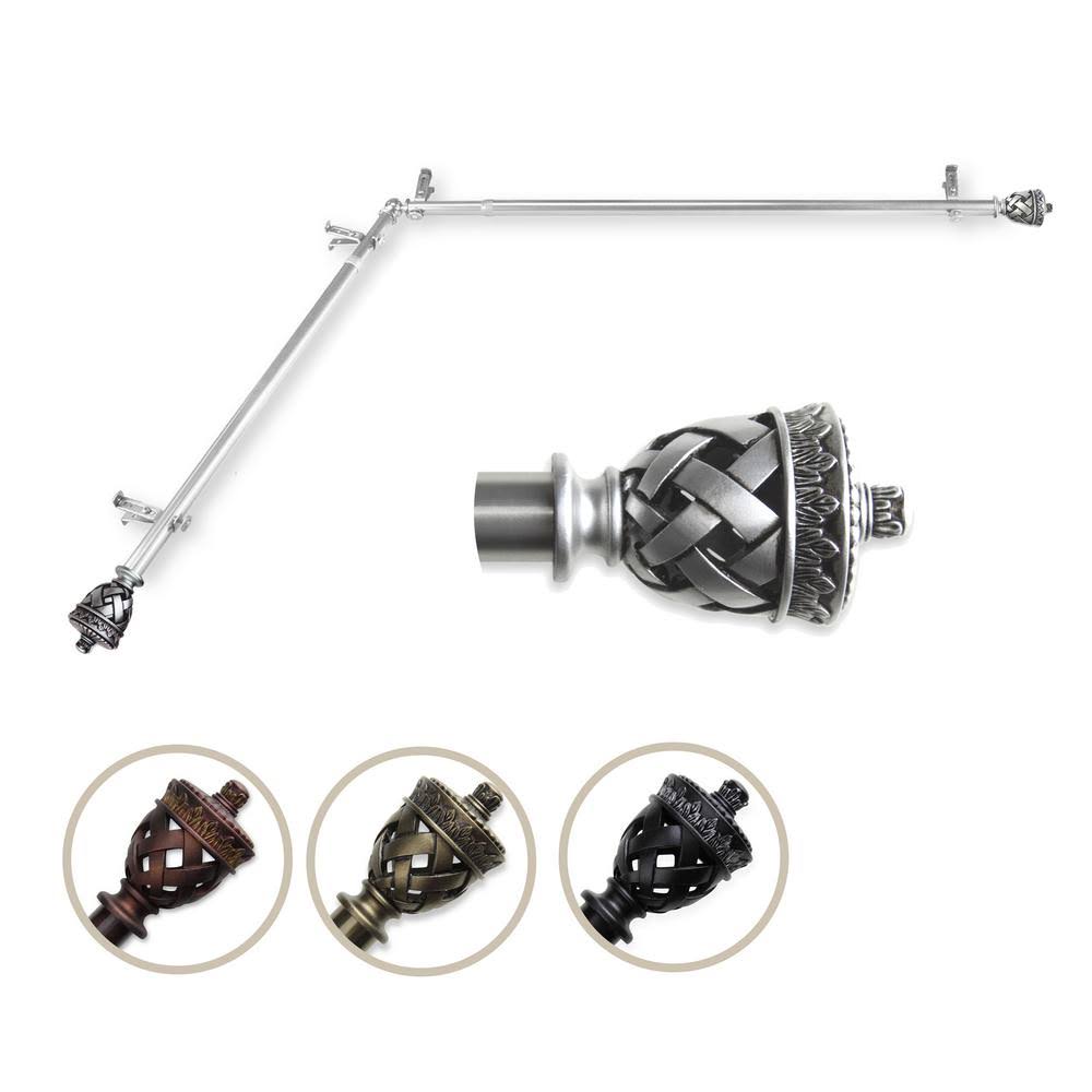 Corner Window Drapery Rod with Urn Finials in Satin Nickel S174596