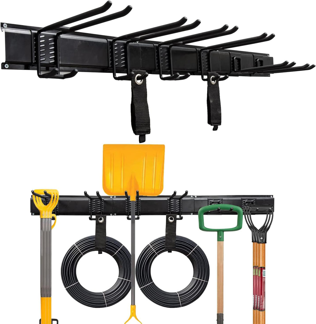 Wall Mount Garage Tool Organizer Storage Rack with Hooks, Pack of 2 H139971