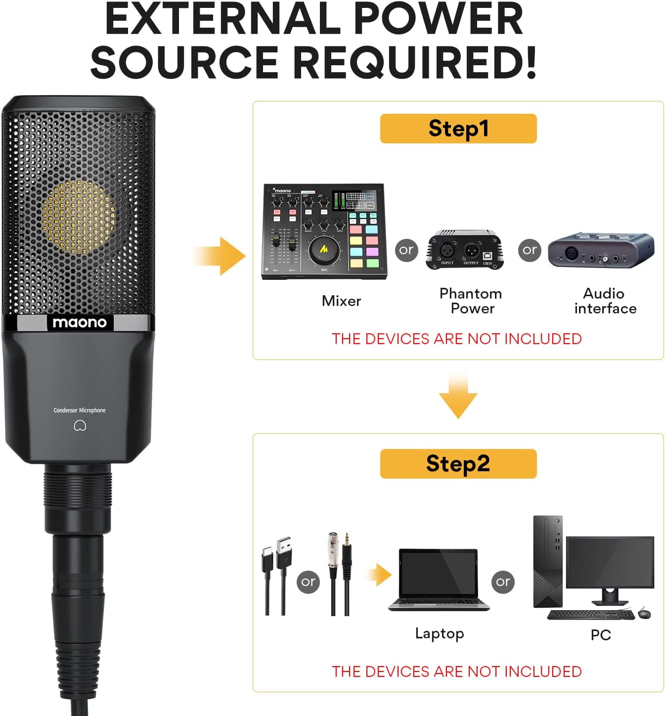 Pack of 2 XLR Condenser Microphone with 34mm Large Diaphragm Cardioid Studio Mic D398880