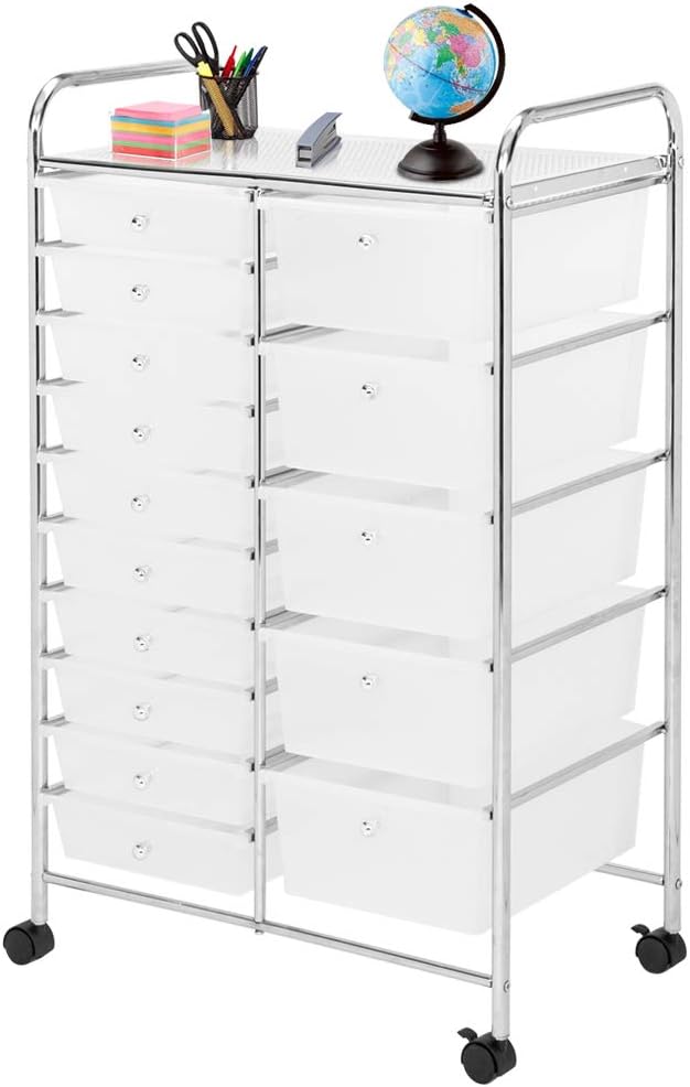 15-Drawer Rolling Organizer Cart, Multicolor, Pack of 2 X114869