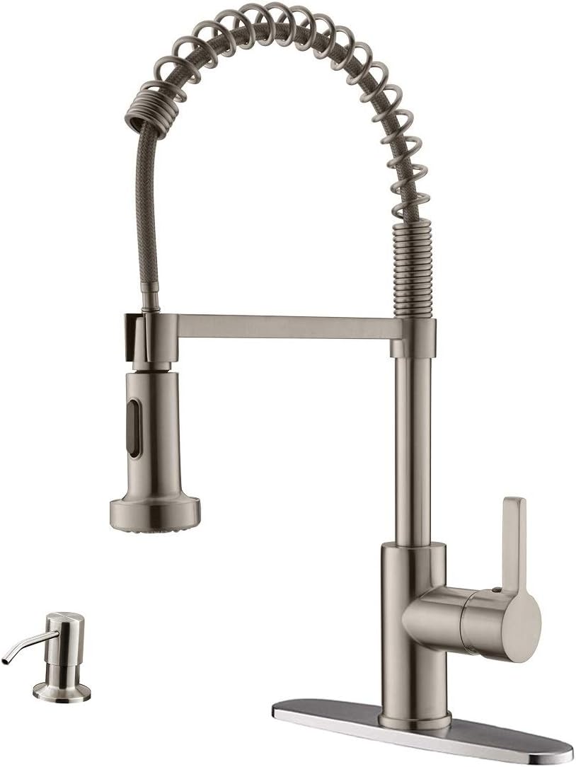 Black Kitchen Faucet, Commercial Single Handle One Hole Sus304 Stainless Steel Pull Down Faucet Matte Black J45903
