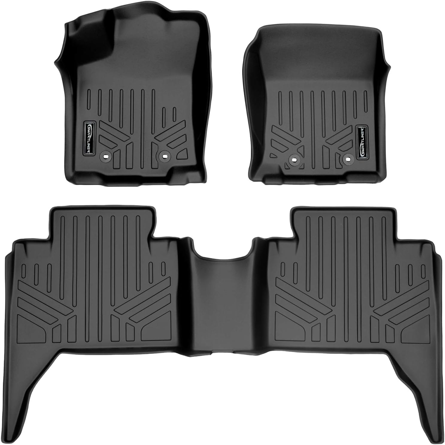 Custom Fit 2 Row Floor Mats Black for 2018-2022 Toyota Tacoma Double Cab X707721