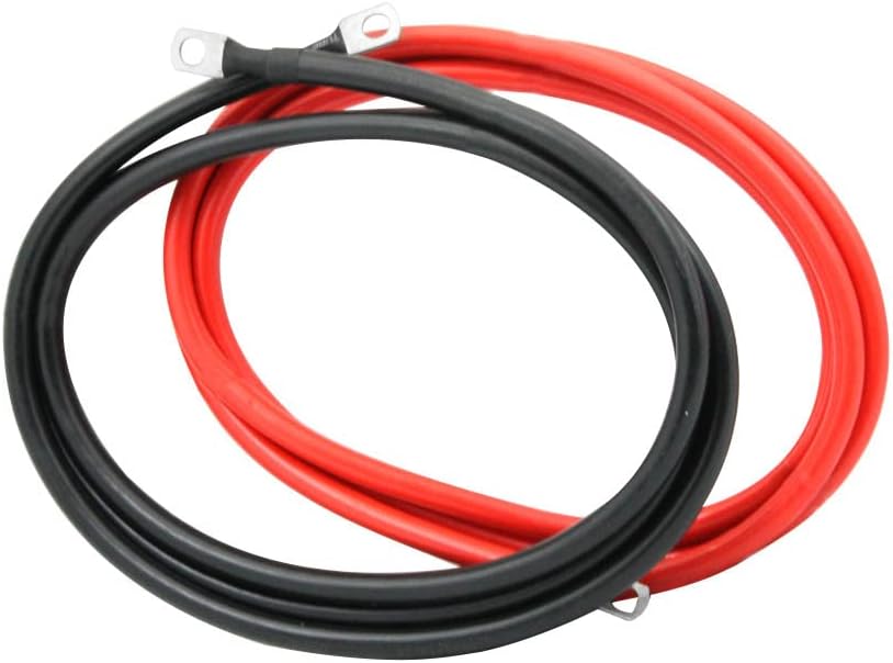 2 AWG Red Black Pure Copper Battery Cables Wire Set with 3/8 in Lugs (2PCS, 7 Feet) D721398
