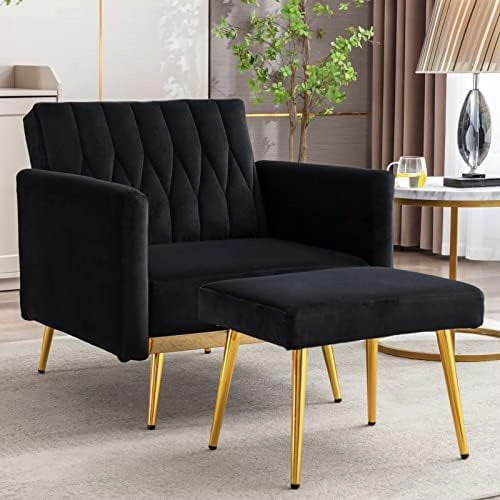 Modern Velvet Single Sofa Chair with Ottoman D5212