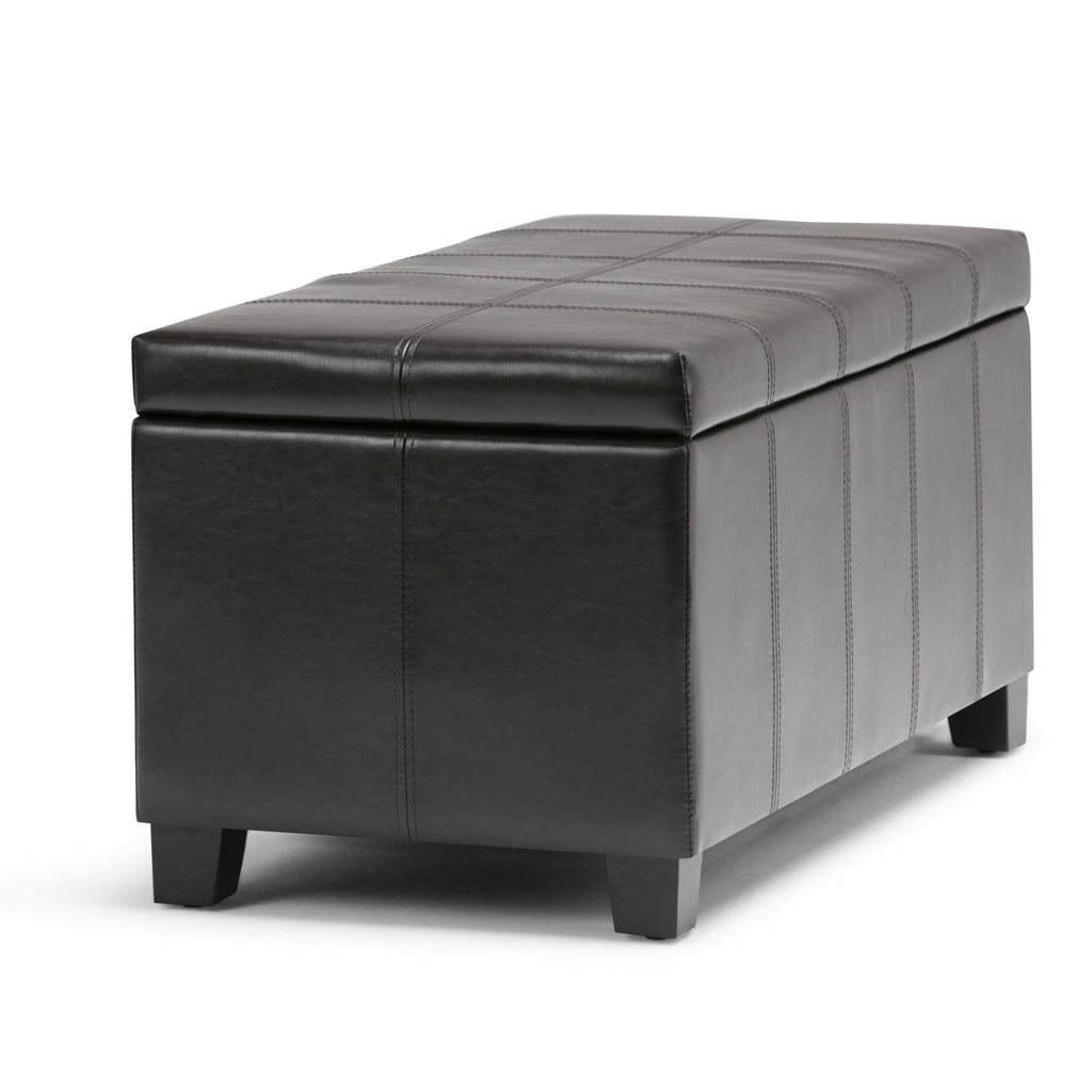 Distressed Gray Taupe Storage Ottoman Bench P65118