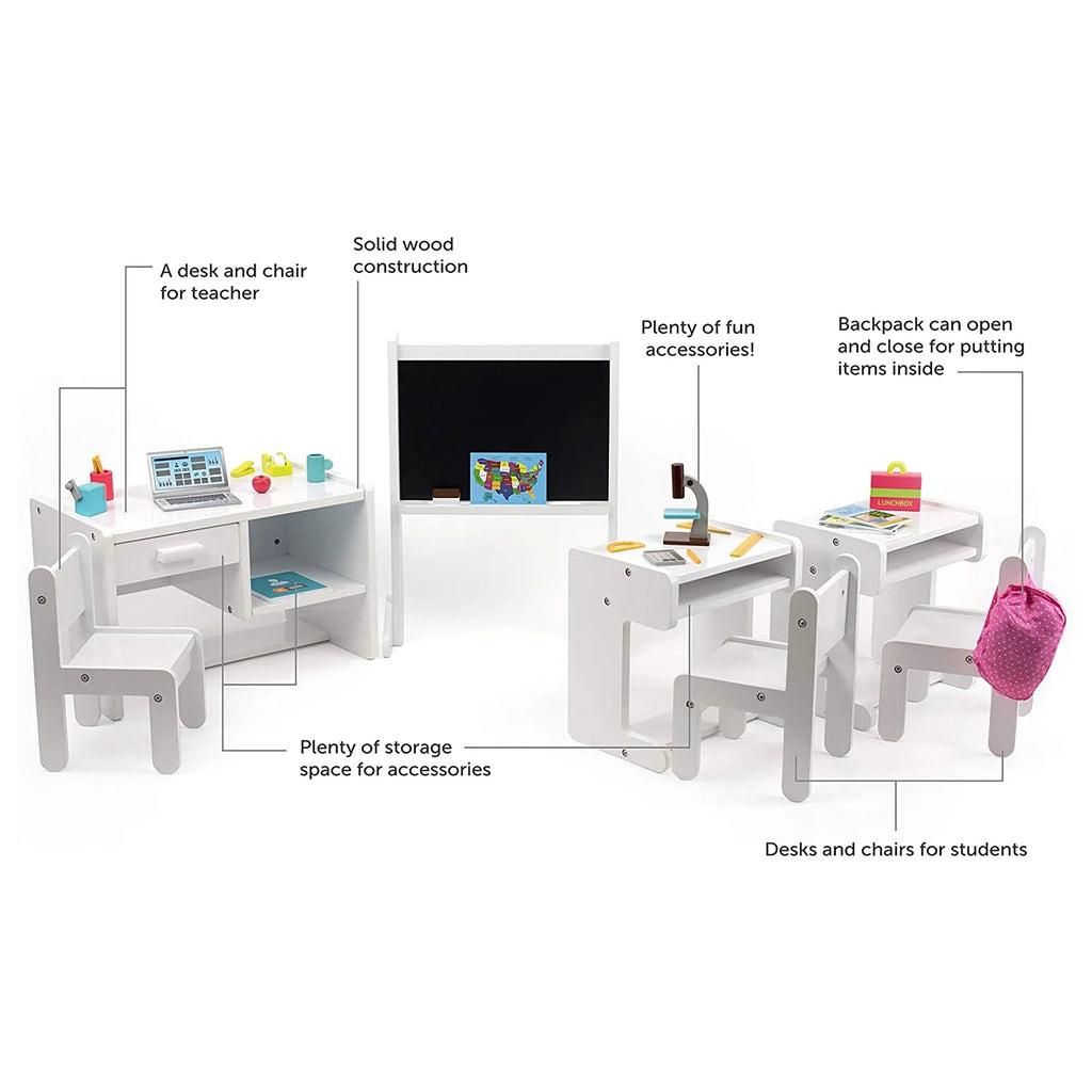Classroom Playset with Desk and Chair for 18 Inch Dolls Y7587