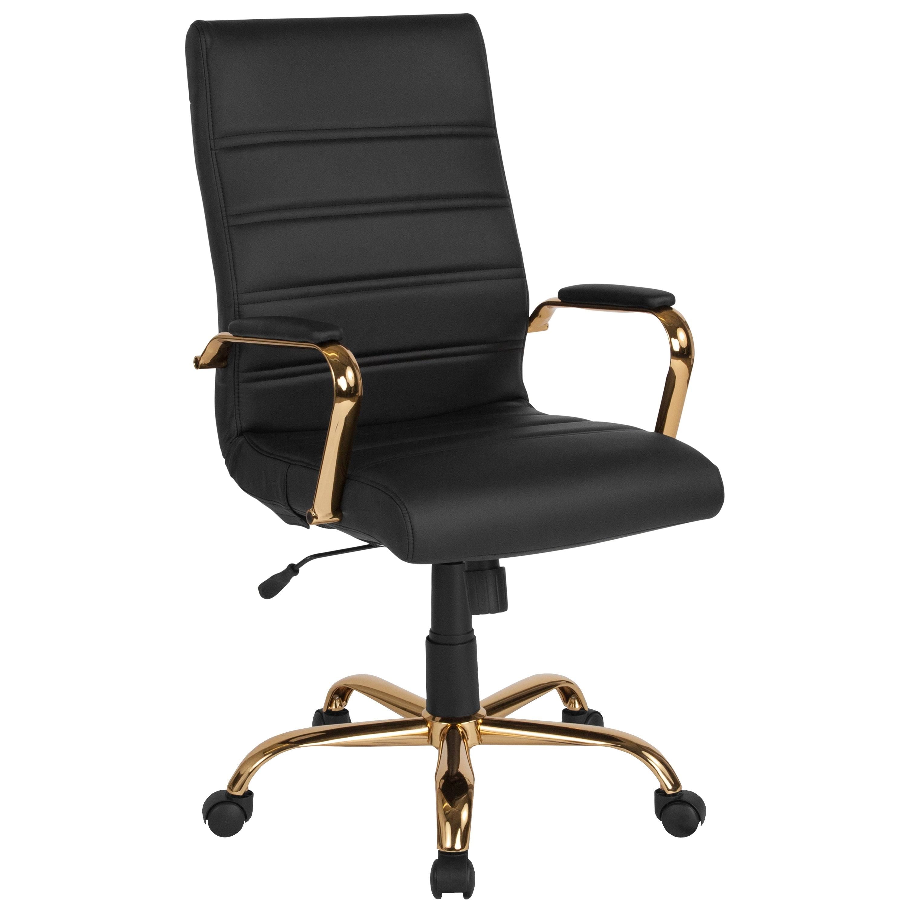 Black LeatherSoft Executive Swivel Office Chair with Chrome Base and Arms V44043