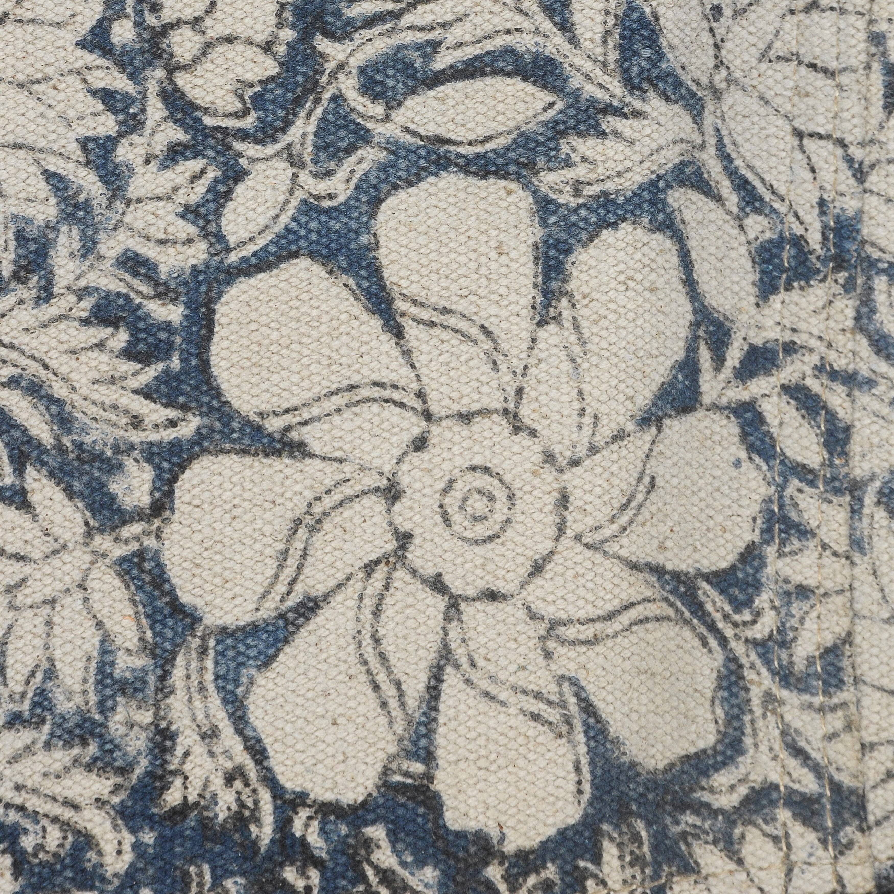 Blue/White/Brown Floral Canvas Faux Leather Butterfly Chair H565829