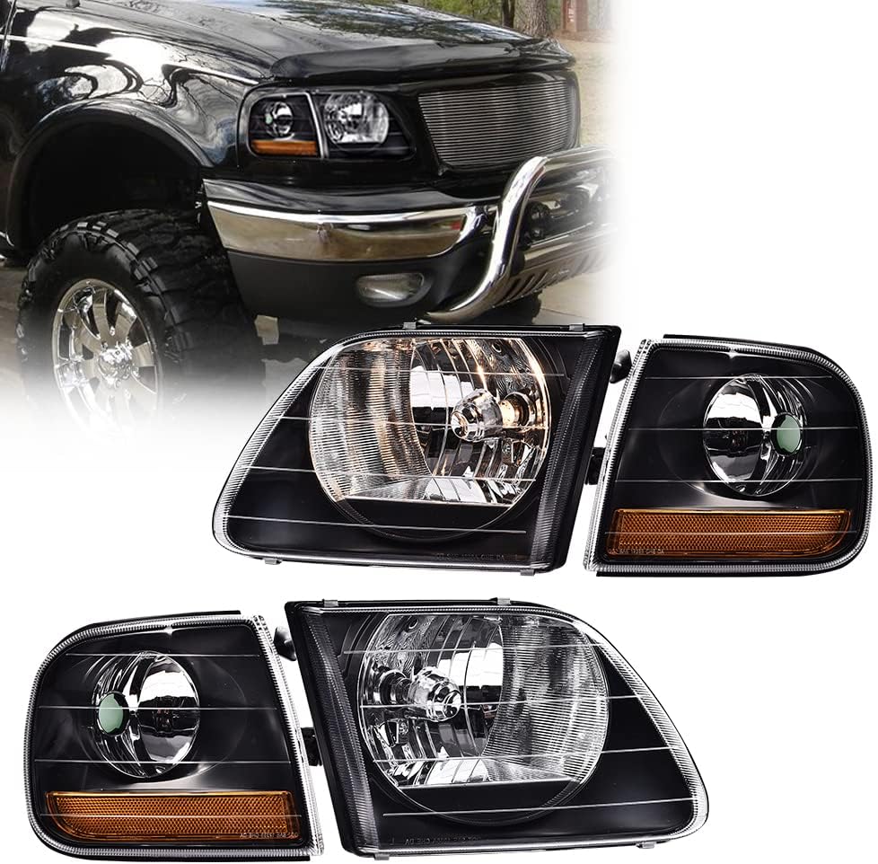 Clear Lens Black Housing Amber Reflector Headlight and Corner Parking Light Kit K78078