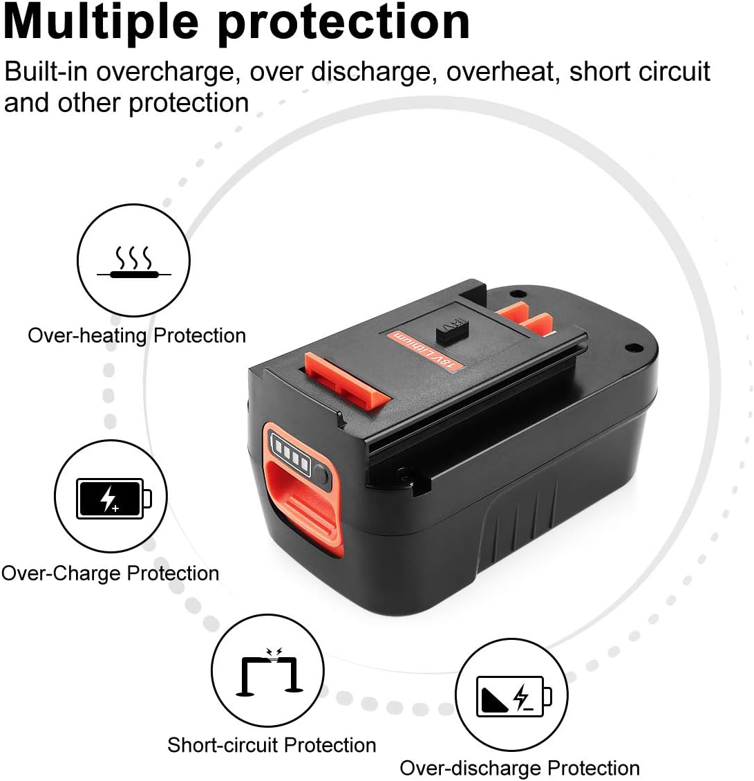 2Pack 3.0Ah Lithium Replacement Battery for Black and Decker 18 Volt Battery V13635