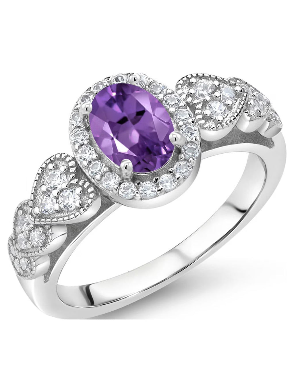 925 Sterling Silver Purple Amethyst Engagement Ring G39553