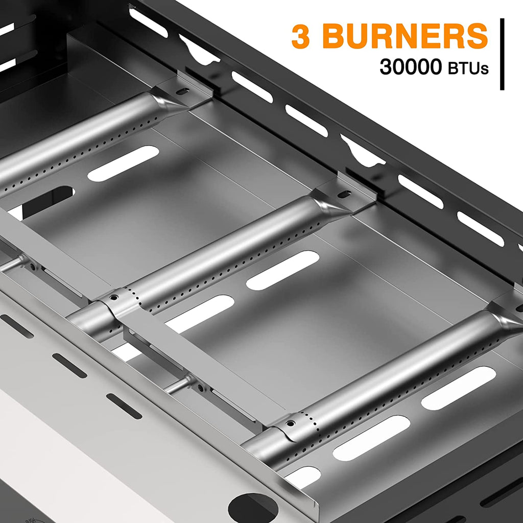 3 Burner BBQ Propane Gas Grill, Stainless Steel, Black P529
