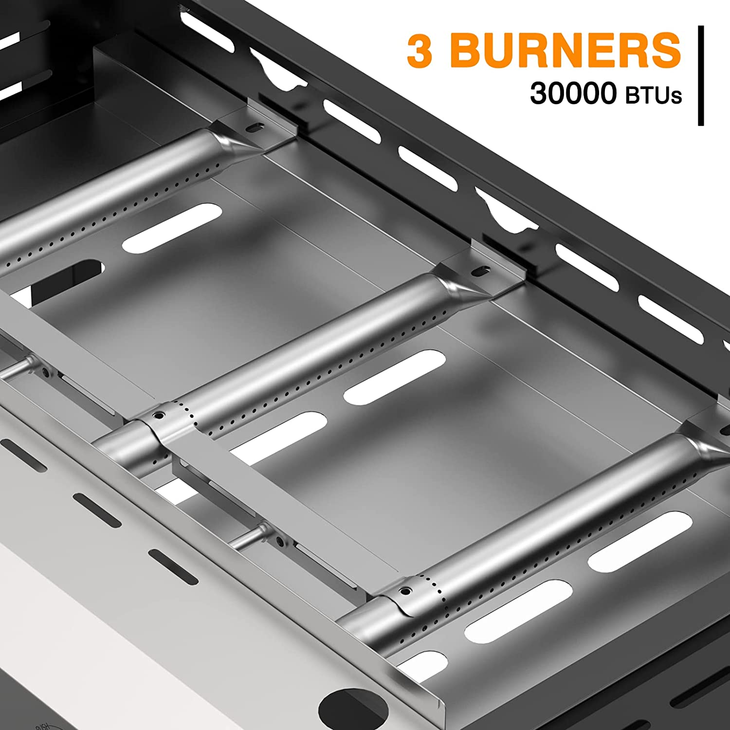 3 Burner BBQ Propane Gas Grill, Stainless Steel, Black P529