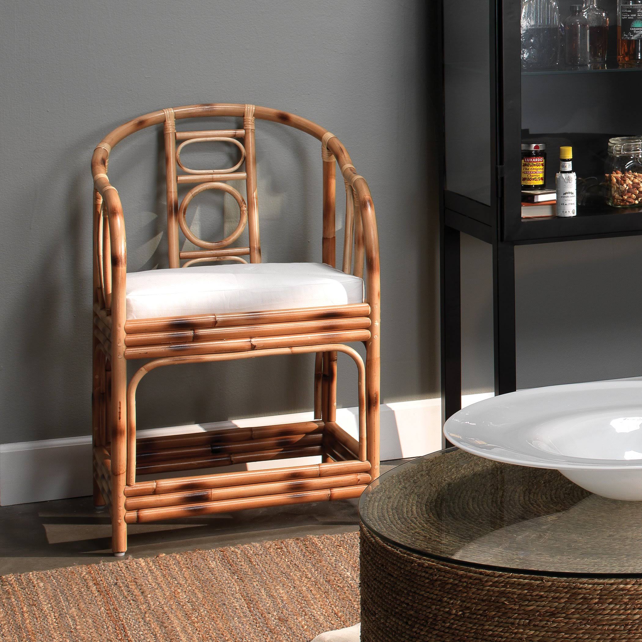 Burnt Tortoiseshell Rattan Round Back Arm Chair S788