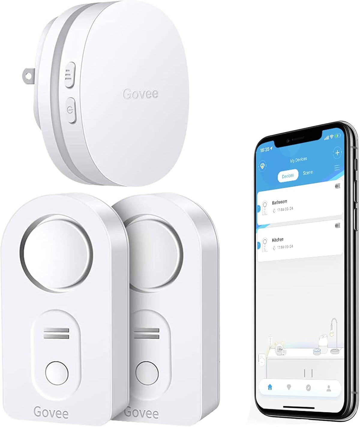 Water Sensor 2 Pack with Adjustable Alarm B2584