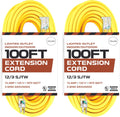 25 ft Lighted Outdoor Extension Cord, 12/3 SJTW Heavy Duty Yellow Extension Cable with 3 Prong Grounded Plug A867