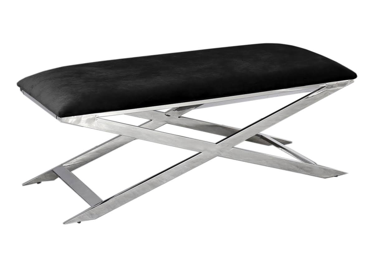 Black Velvet Stainless Steel Accent Bench L77660