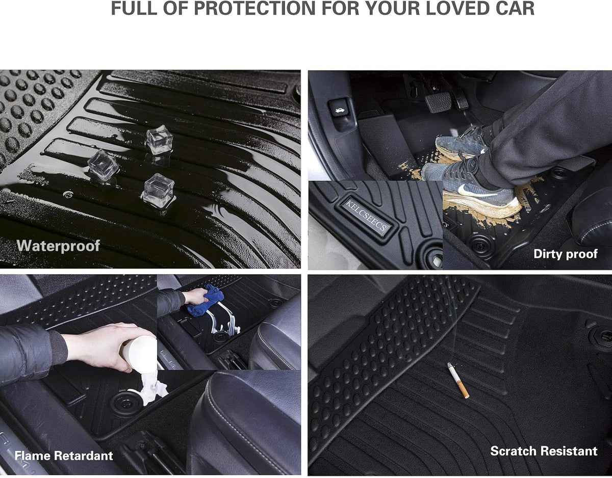 Black Waterproof Rubber Car Mats Front & Rear B121