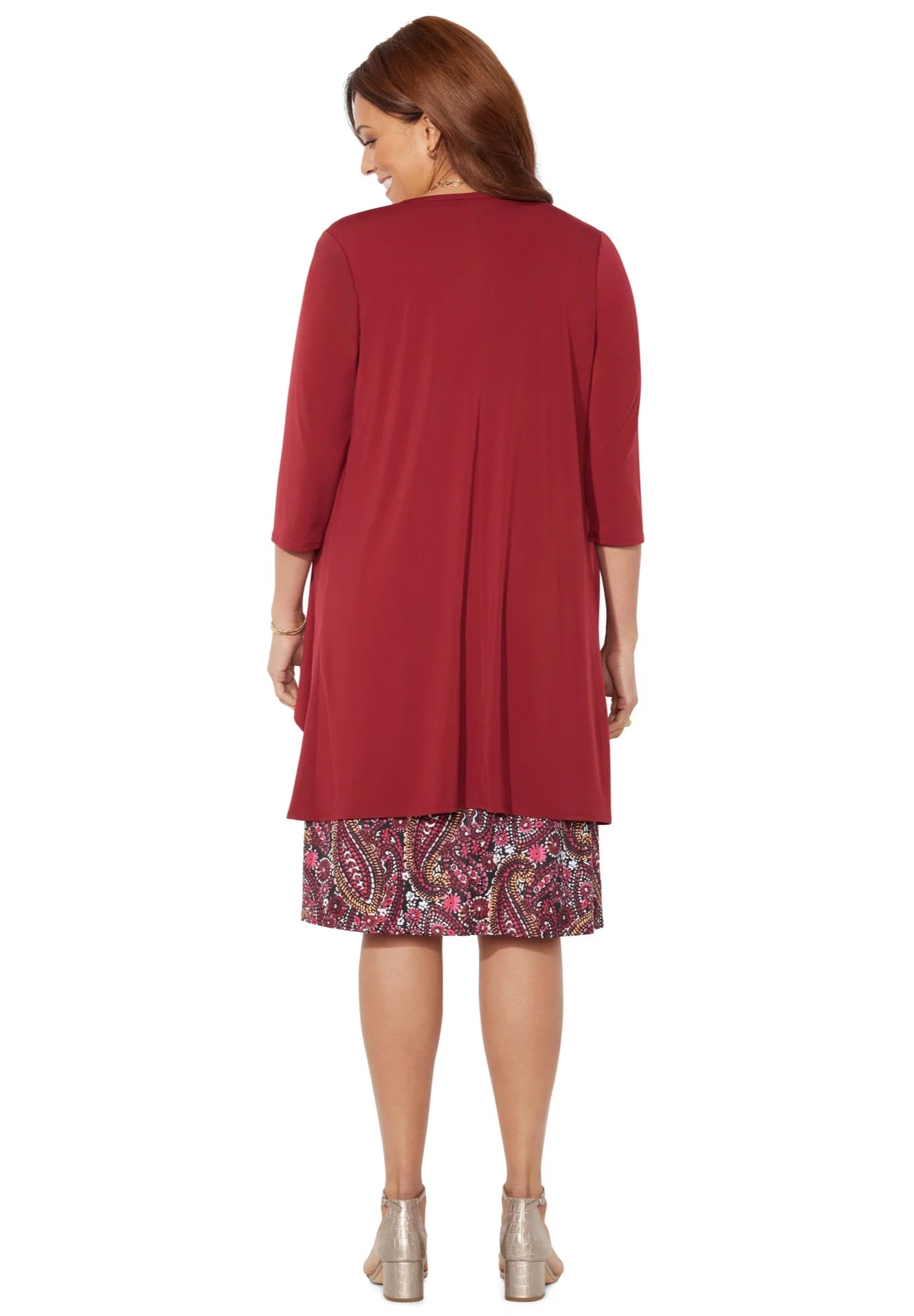 Plus Size Petite Soft Knit Jacket Dress Q4613