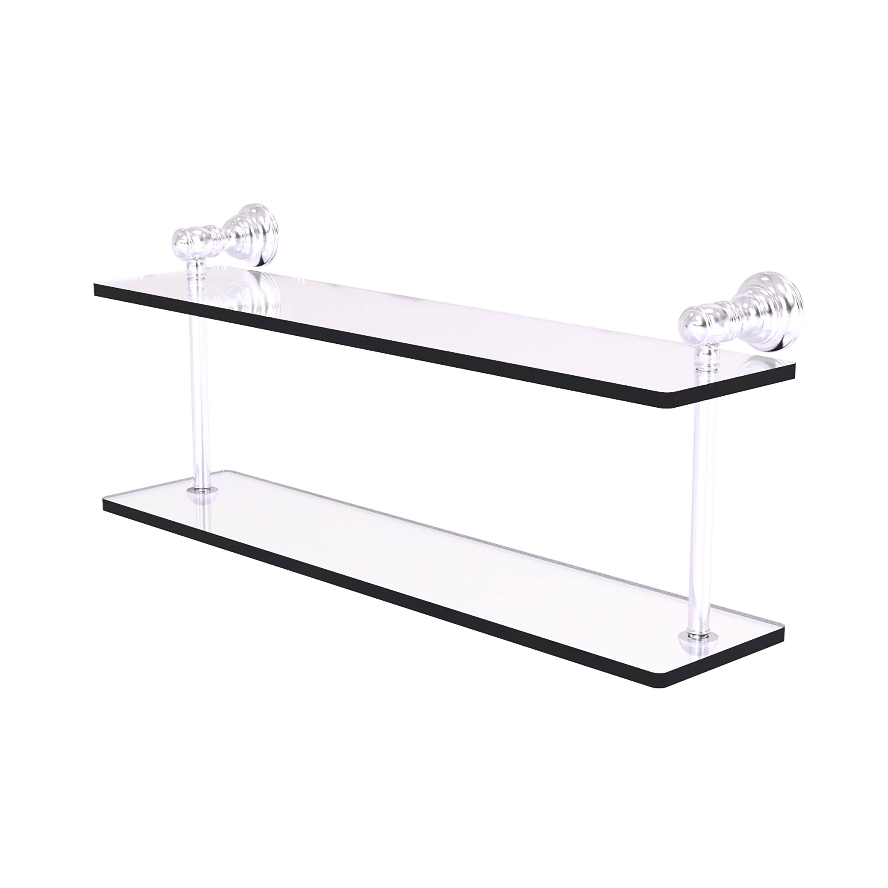 Two Tiered Glass Shelf - Satin Chrome / 22 inch J305