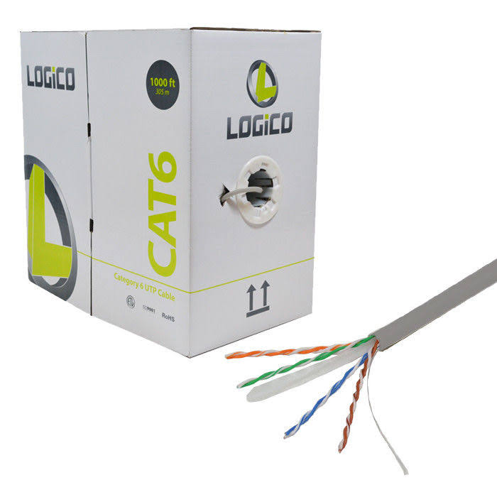 Cat6 UTP 23AWG 1000 ft Bulk Ethernet Cable Gray D4344