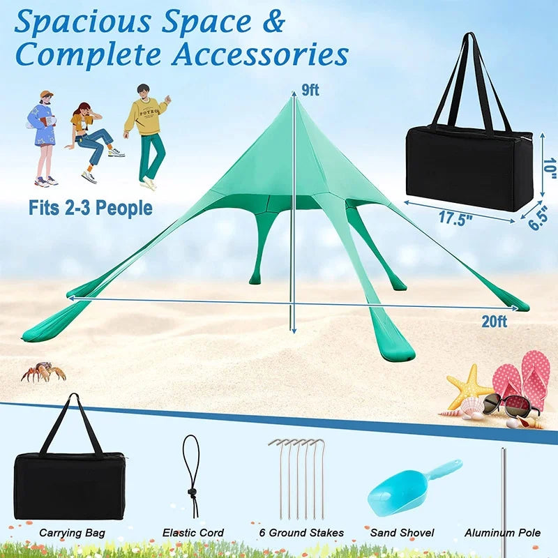 Portable Canopy Set in Blue/Green Polyester Lycra Fabric D73816