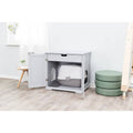 Gray Wooden Cat Litter Box Enclosure L292523