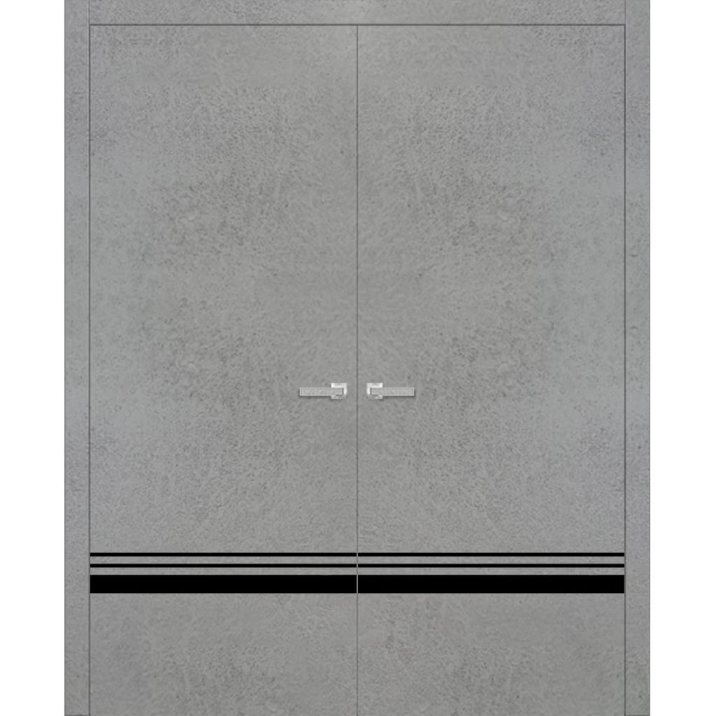 Solid French Double Doors 36 x 80 inches with Frosted Glass Z6531