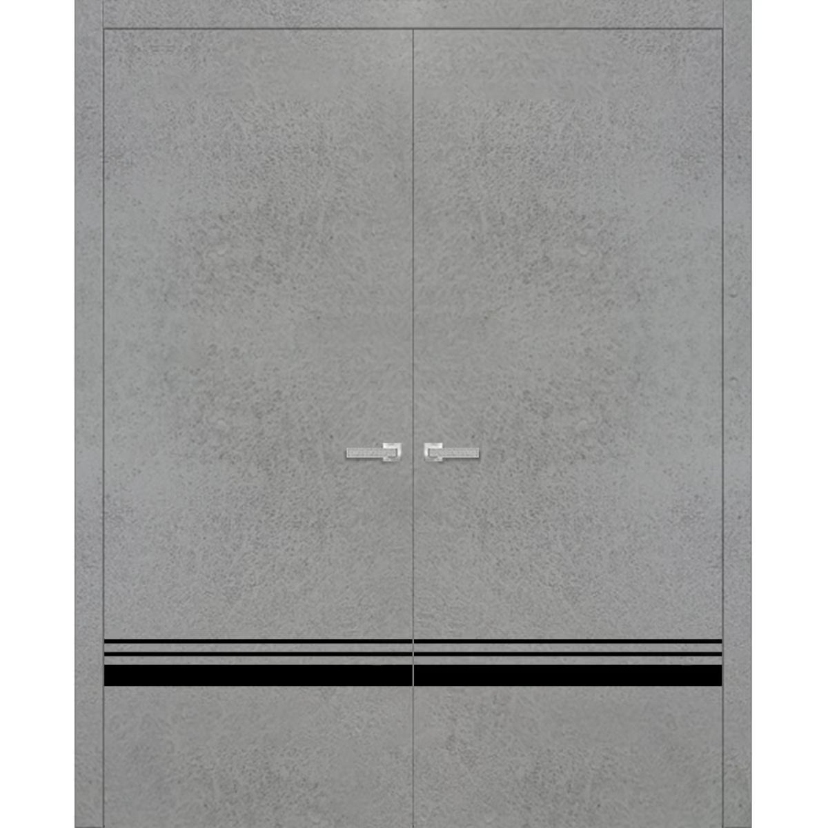 Solid French Double Doors 36 x 80 inches with Frosted Glass Z6531