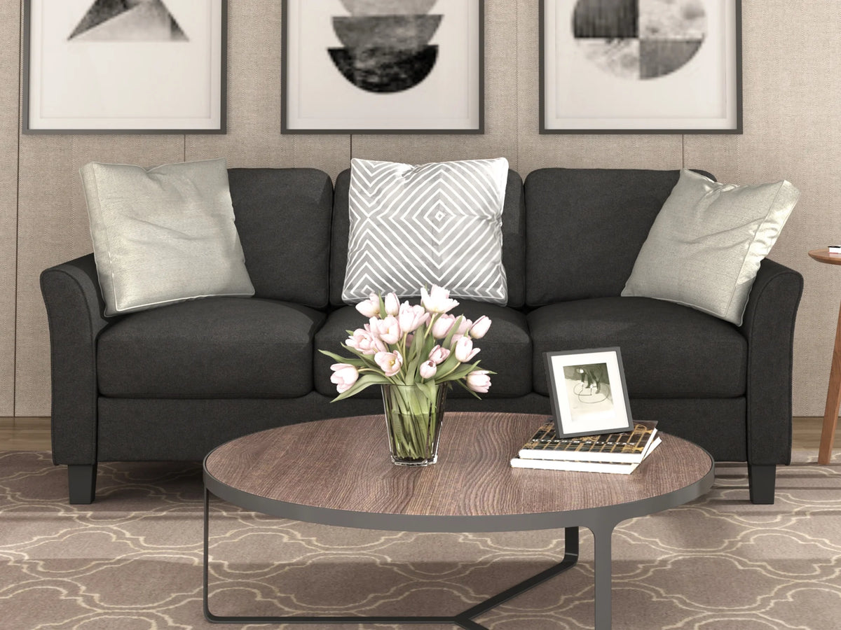 3-Seat Linen Fabric Sofa Q36893
