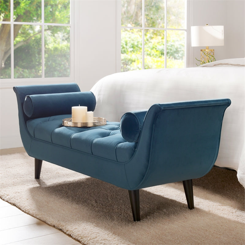Teal Velvet Tufted Entryway Bench C17544