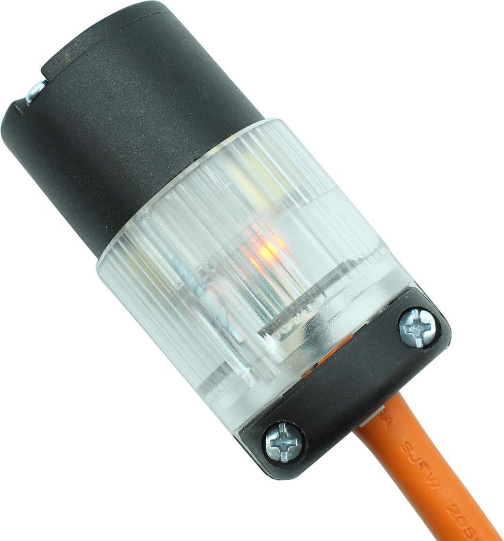 Lighted 20 Amp 120-125 Volt NEMA 5-20R Straight Blade Female Plug Connector Outlet, PVC, 10-PACK T99921