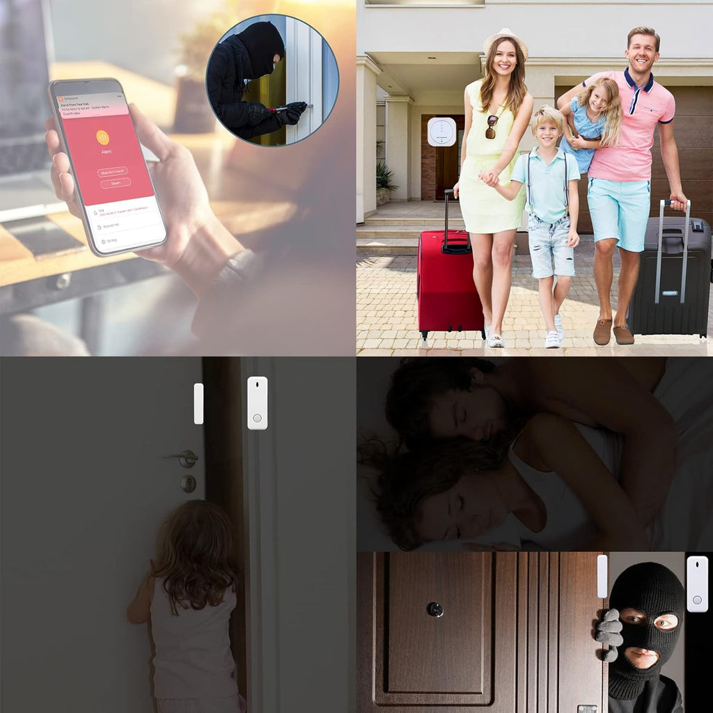 WiFi Door Alarm System, 8-Piece Kit with Hub Station, 5 Sensors, 2 Remotes L6386