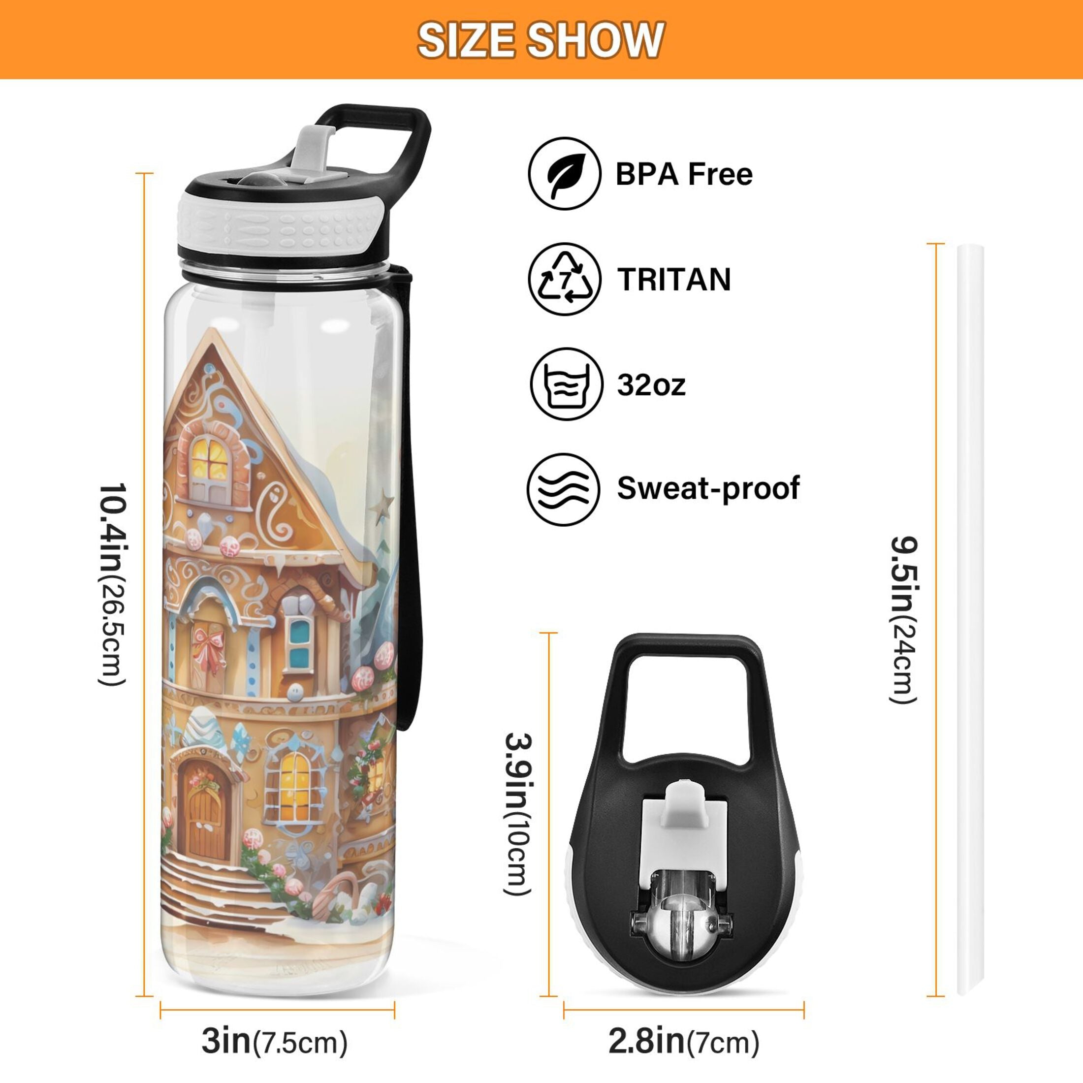 32oz Tritan Clear Water Bottle with Straw V20612