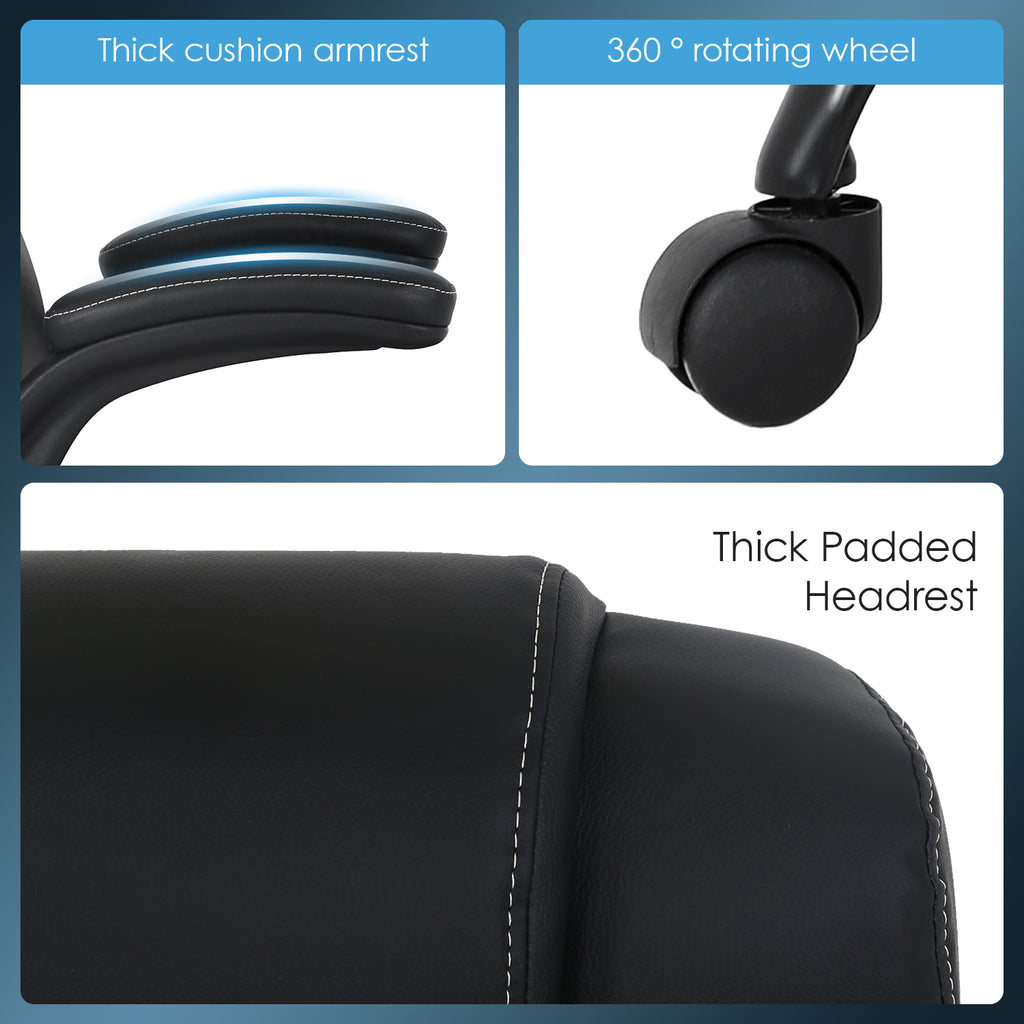 Black PU Leather Ergonomic High Back Office Chair with Lumbar Support Z662801